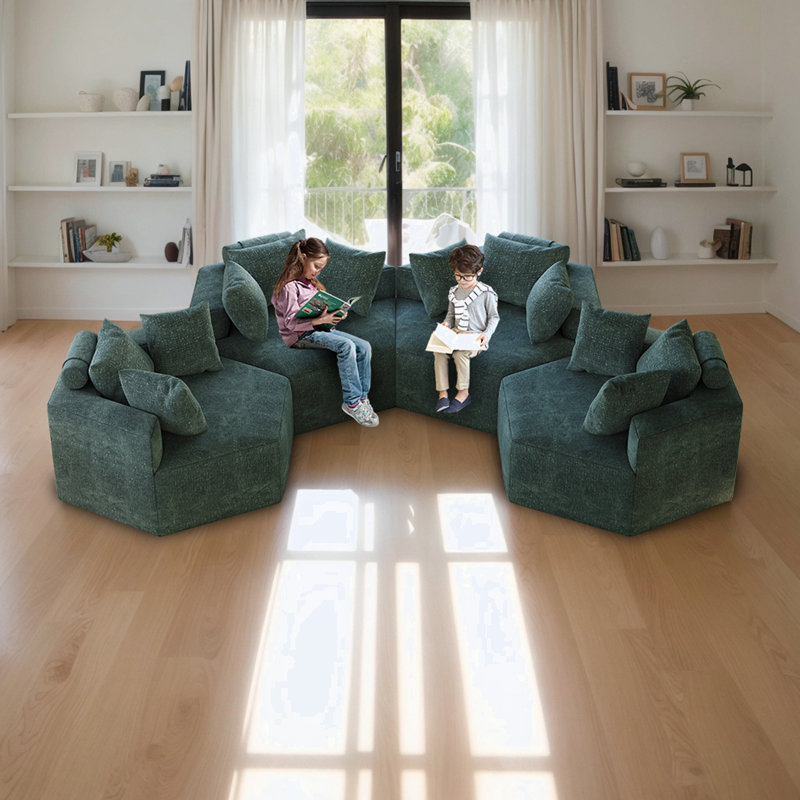 Chenille Sponge single sofa, Green Chenille