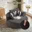 Fauteuil rond 55 po en velours côtelé pelucheux avec coussins décoratifs - gris-386146914