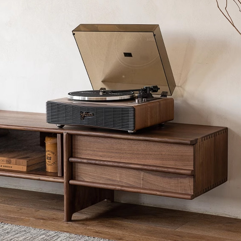 Meuble télé en bois de noyer noir, H 15,74 po x L 94,48 po x l 15,74 po