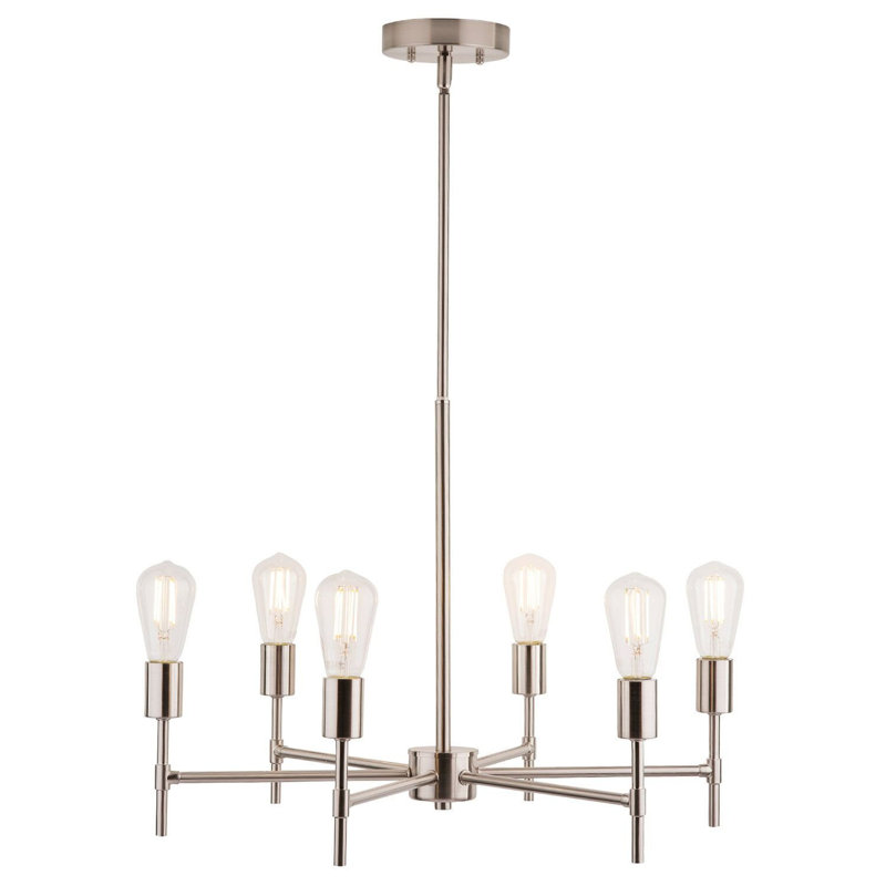 Lustre sphérique spoutnik à 6 lumières Sherri, Nickel brossé