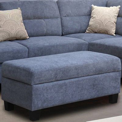 Canapé modulaire en tissu gris de 100 po de largeur avec méridienne orientée vers la droite, repose-pieds avec rangement et 2 coussins décoratifs