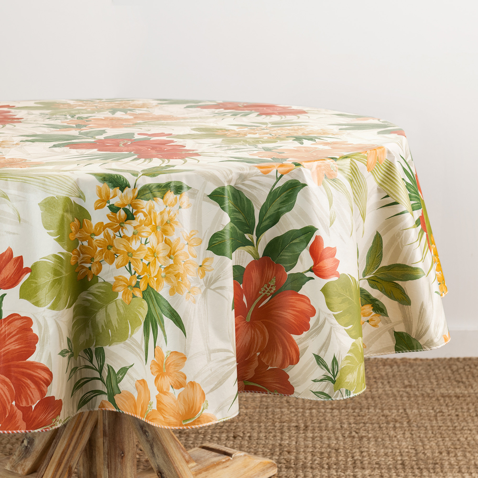 Bay Isle Home™ Tropical Floral Printed Vinyl Indoor/Outdoor Tablecloth ...