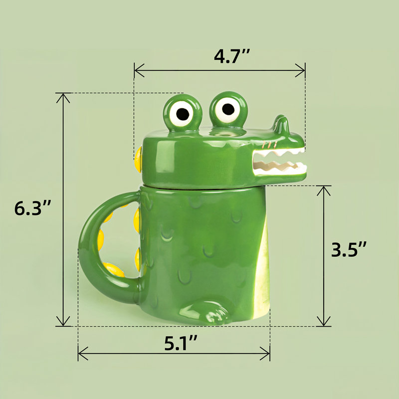 15 Oz Large Funny Alligator Ceramic Coffee Mug With Lid
