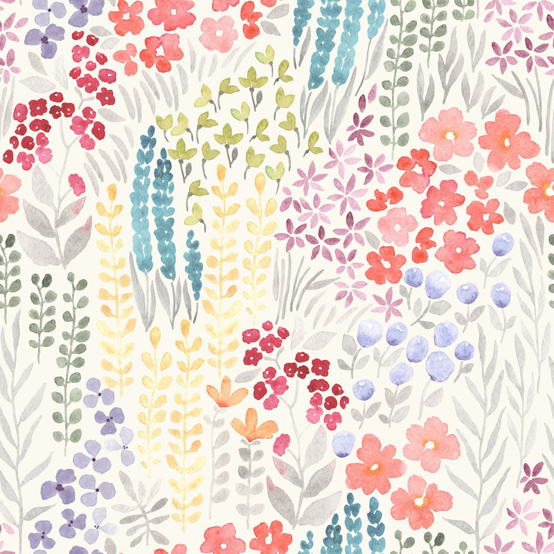 Panneau de papier peint L 10,4 pi x l 25 po Little Flowers