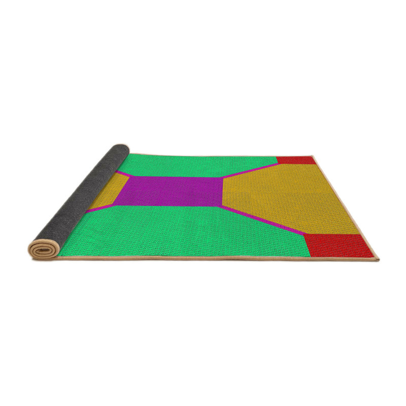 Tapis rouge/vert/mauve à motif mauve, Rond 3 pi