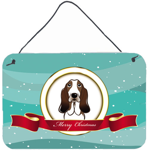 « merry christmas », impression sur plaque, Basset hound