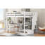 Lit mezzanine double avec bureau en L et tiroirs, armoire et escalier de rangement