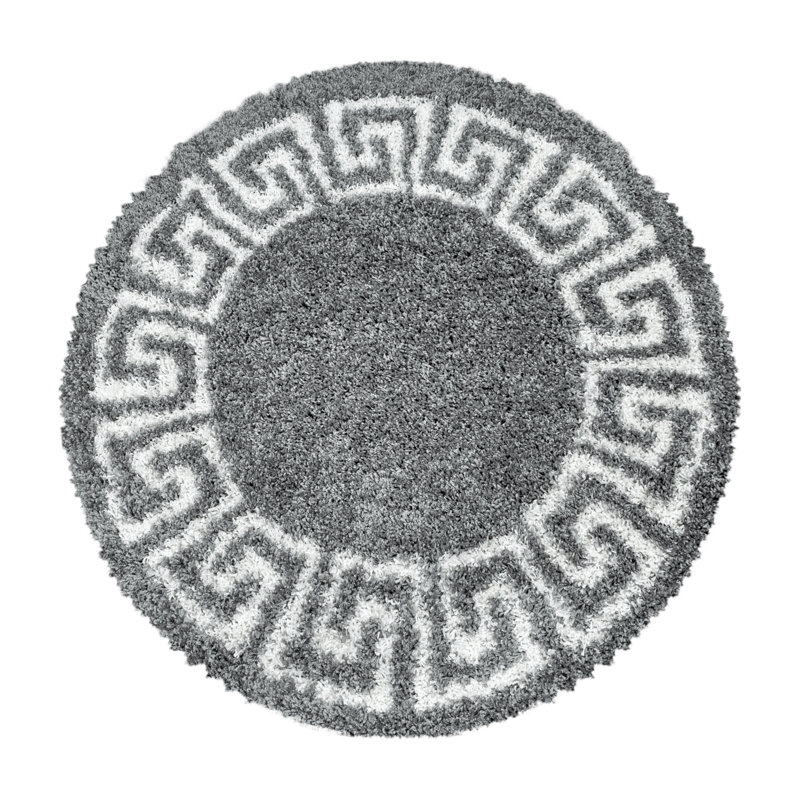 Crelake Shaggy Grey Rug, Round 200cm