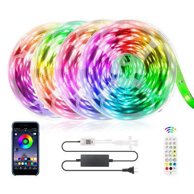 66ft Smart LED Strip Tape Lights – Music Sync, RGBW Color Changing, App & Remote Control, Cuttable