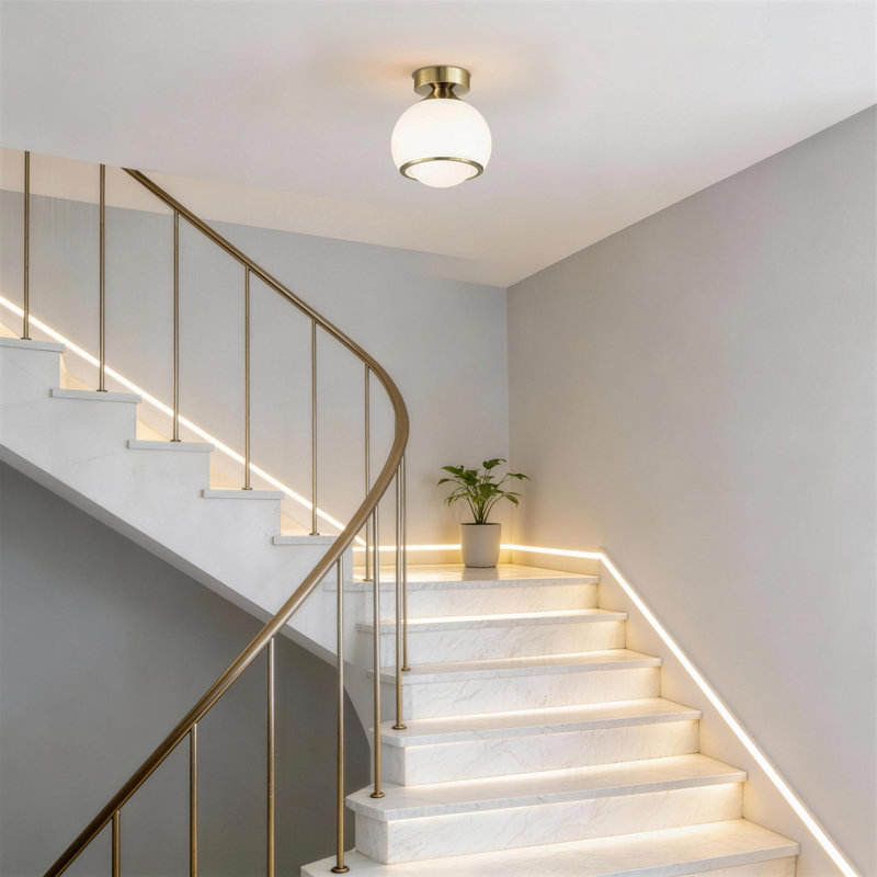 9.8 "Modern 1-Light Milk White Globe Flush Mount Ceiling Light, 3CCT Dimmable LED Ceiling Light for Bedroom Hallway Kitchen