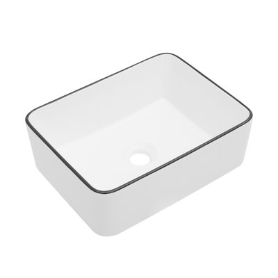 Lavabo de salle de bain rectangulaire en céramique blanche 16 x 12 pouces - et belle surface lisse longue durée de vie