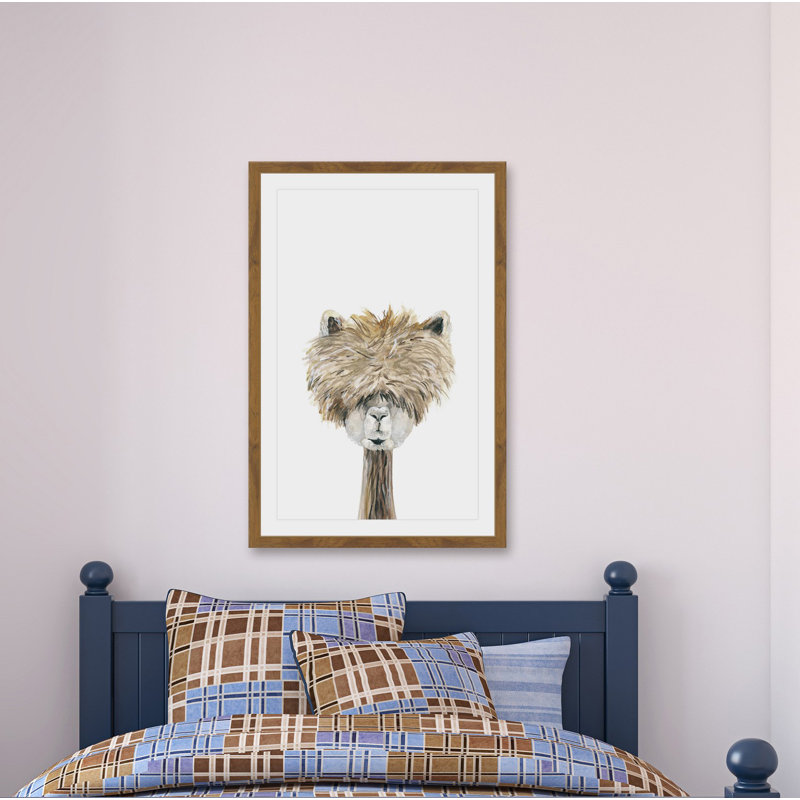«Haired Llama», reproduction encadrée, H 18 po x l 12 po x P 1,5 po, Blanc mat