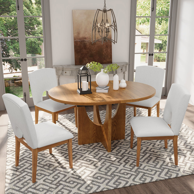 4 - Person Extendable Dining Set, Beige, Walnut