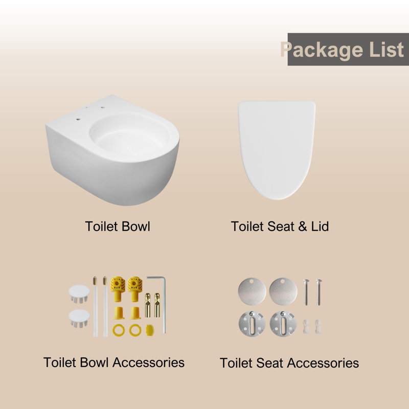 Los Flexi Round Wall Mount Toilet Bowl, Soft-Close Seat, Rimless Tornado Flushing