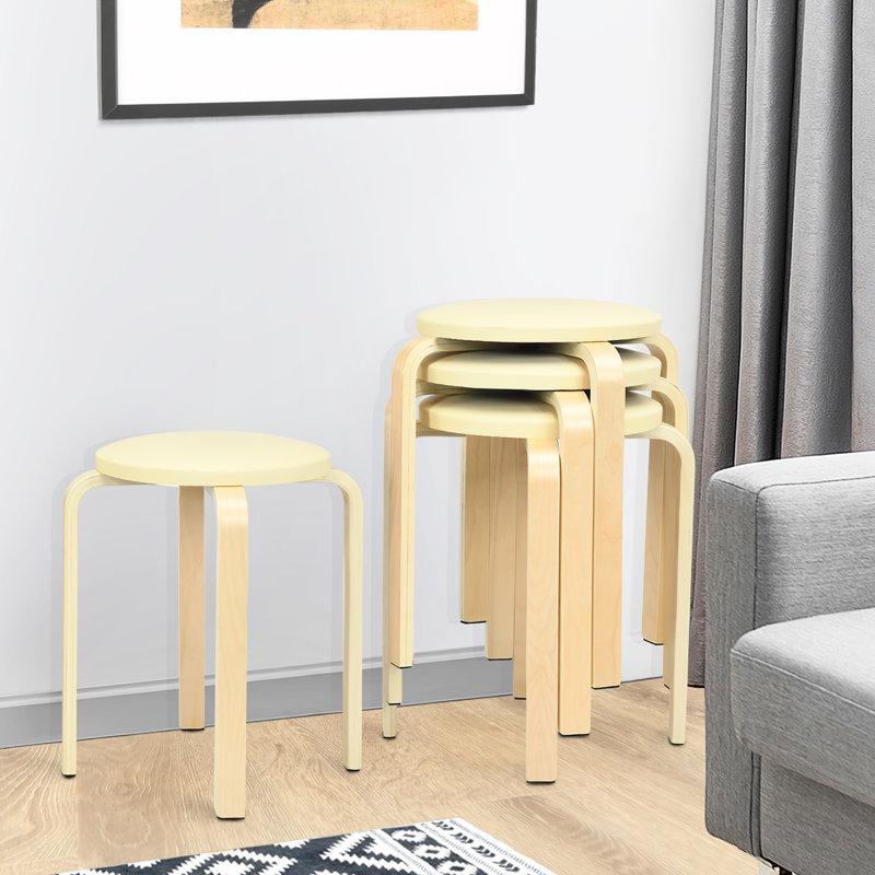 Tabouret court en bois massif 18,5 po, Naturel