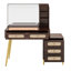 Détails du bureau de maquillage rétro avec miroir et lumières, 5 tiroirs, tablette et tiroir en rotin-712812995