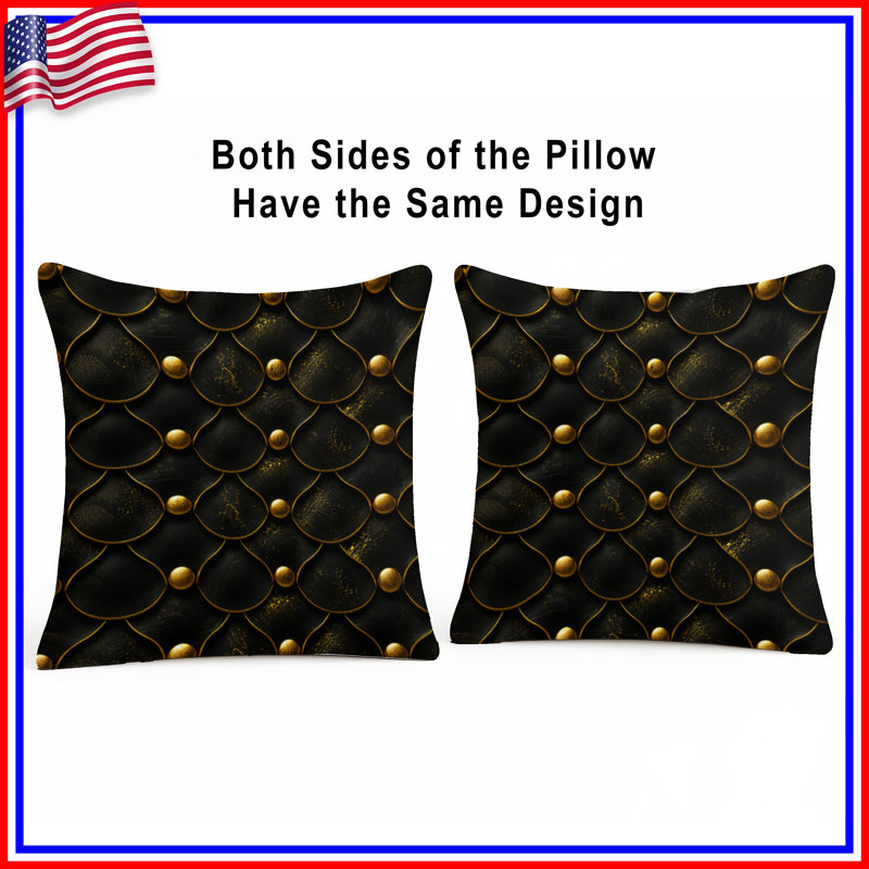 Black Gold Texture Double Sided Throw Pillows, 16 x 16 inches