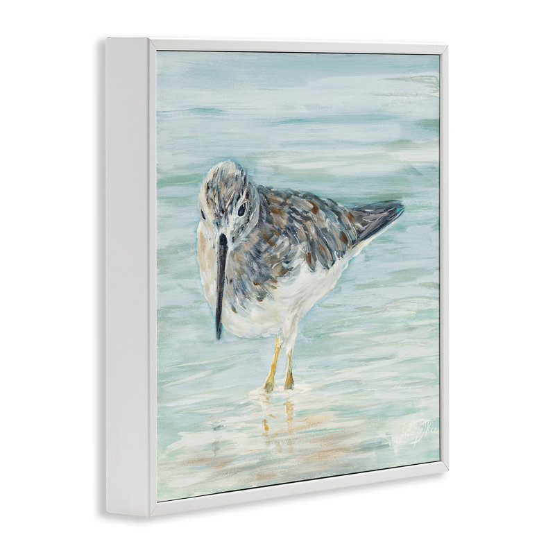 Bécasseau nautique, eau de plage peu profonde, oiseau traditionnel, impression sur bois, H 12 po x l 12 po x P 1,5 po