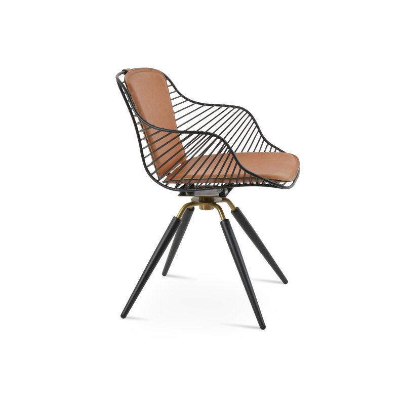Fauteuil Zebra, Similicuir caramel