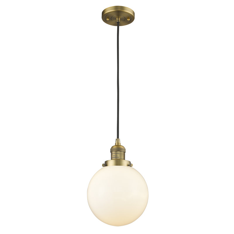 Luminaire suspendu sphère 1 lumière Clementina, Boîtier blanc mat, Ampoule DEL rétro de 3,5 watts, Noir mat