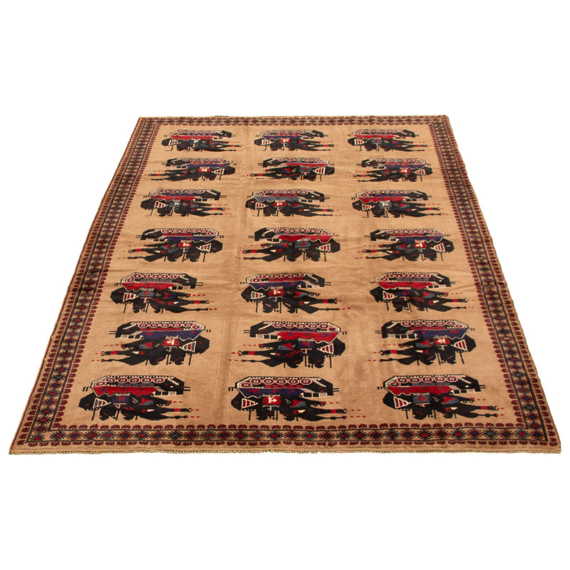 Tapis décoratif en laine noué à la main de conception unique noué à la main New Age 6 pi 8 po x 9 pi 8 po Braylei