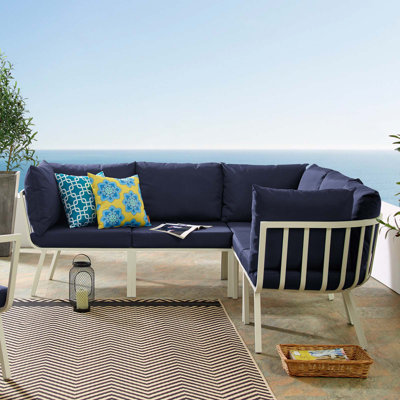 Modway Riverside 5 Piece Outdoor Patio Aluminum Sectional