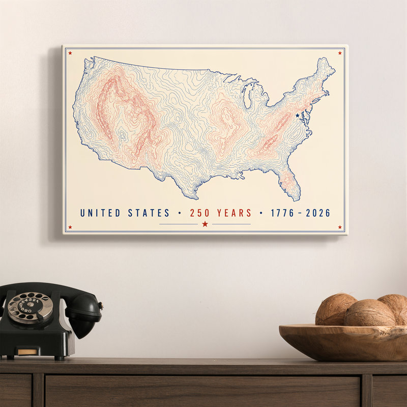 Toile tendue avec galerie Stippled States, 12 x 18