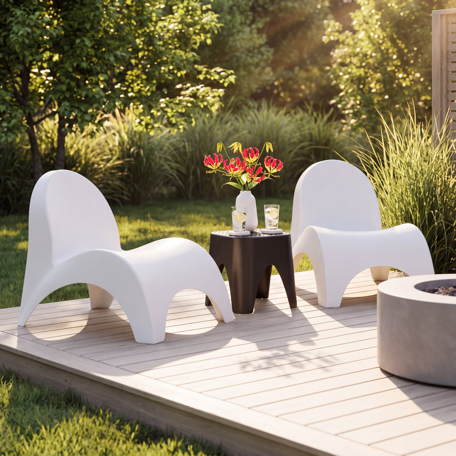 Frederick 2-Person Patio Seating Group, White/Black