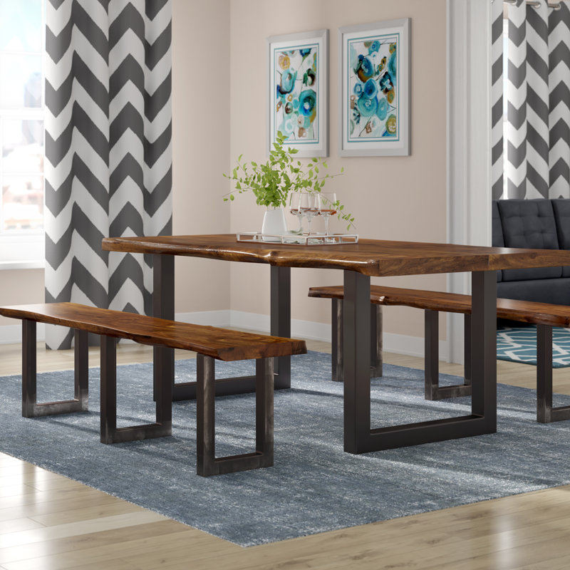 Gaige 4 - Person Solid Wood Top Double Pedestal Dining Set