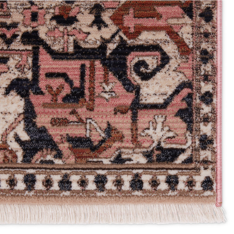 Tapis oriental rose / gris Finnuala, Rectangle de 10 pi x 14 pi