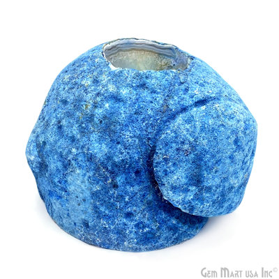 Rough Agate Candle Holder, Blue Crystal Home Décor, Natural Agate Home Accent