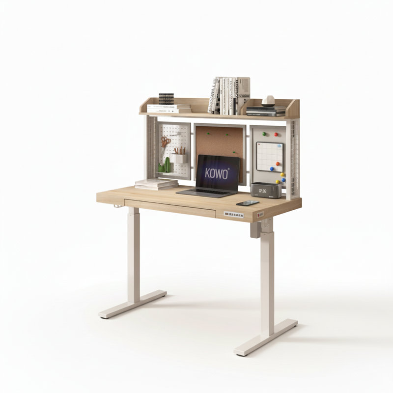Bureau debout électrique à hauteur ajustable avec plateau pour clavier, chargeur sans fil, ports USB et tablette de rangement, bureau personnel 48 po