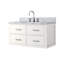 Ensemble de meuble-lavabo blanc l 36 po x P 22 po, plateau en marbre de Carrare décalé à gauche et robinet-1680183263-1680183257