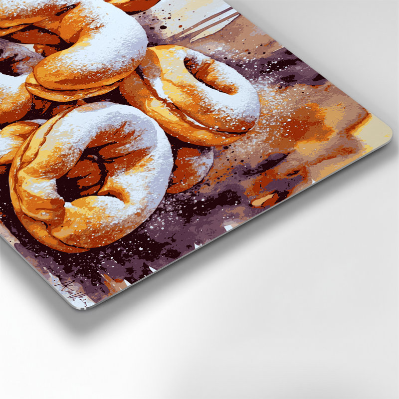 Desserts Beignets, art mural gris en métal, H 11 po x l 14 po