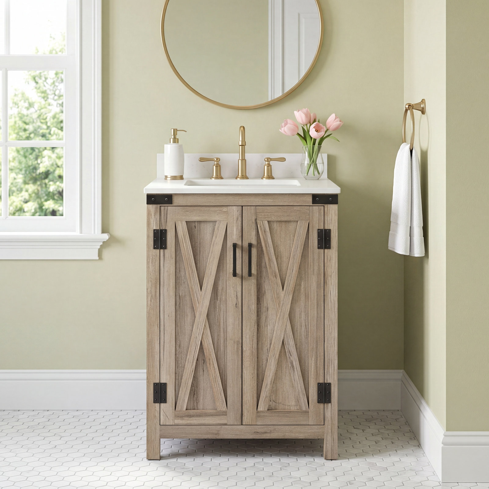 Slayton 24'' Single Bathroom Vanity, Natural Oak