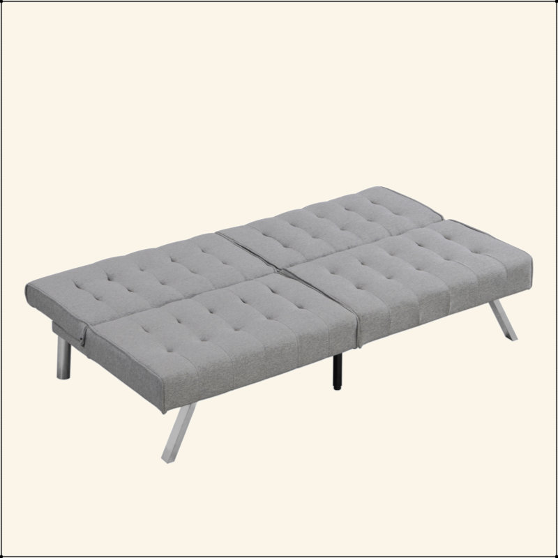 WOOD FRAME, STAINLESS LEG, FUTON, SOFA BED, Gray