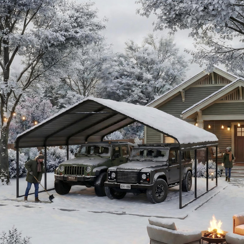 20X20 Ft. Stainless Steel Carport Shelter, 10.24' H x 20' W x 10' D