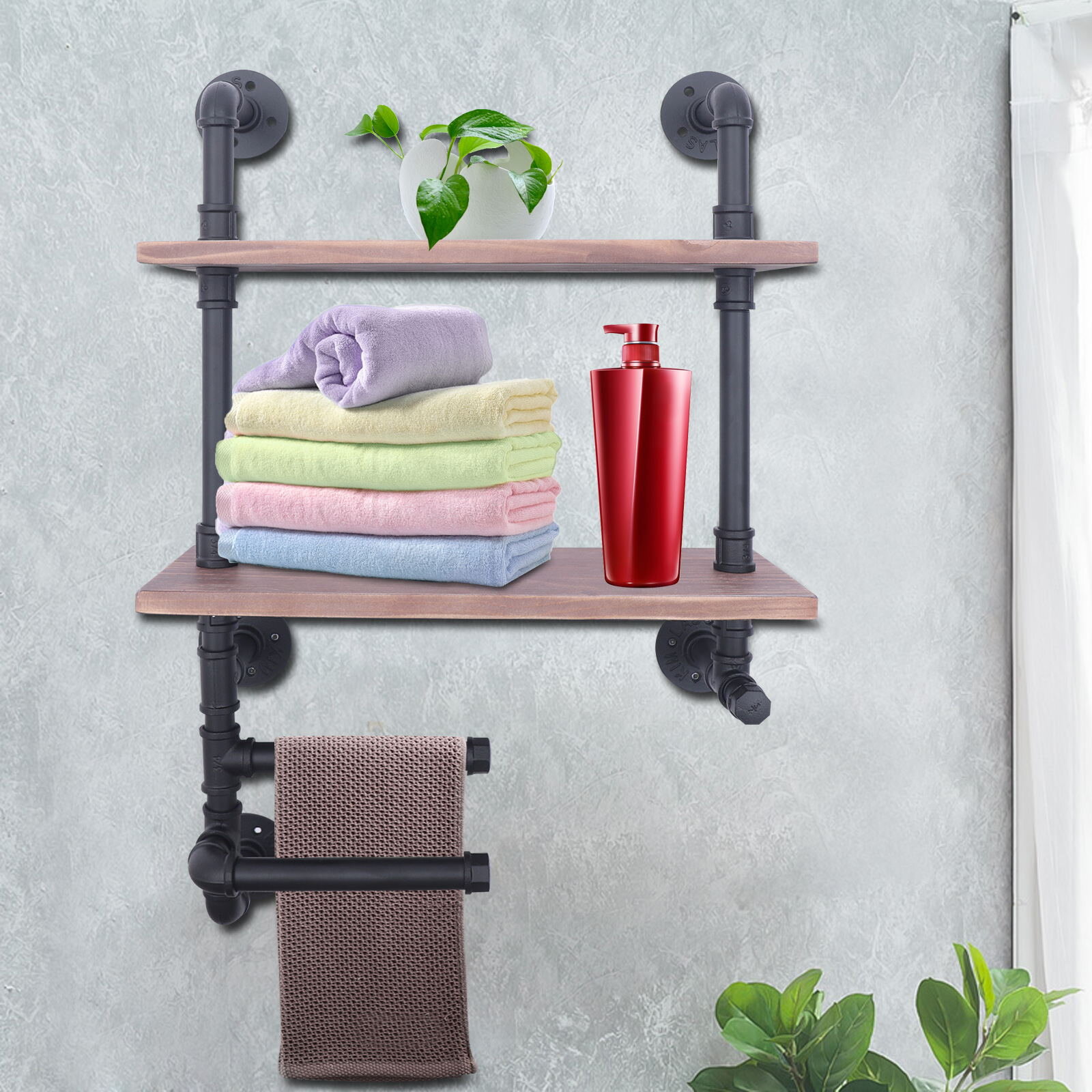 Vintage Wall Mounted Storage Rack, 5-layer No Drilling Floating