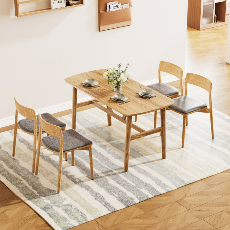 47"W Rectangular Kitchen Room Table, Natural Wood, Yellow