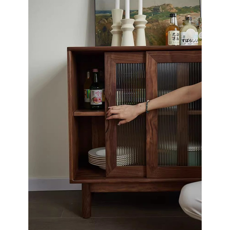 Glass Sliding Door Buffet Table