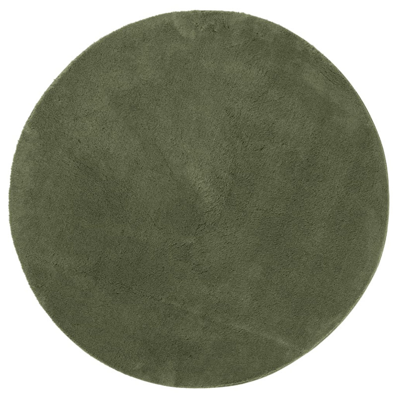 Rug "HUARTE" Short Pile Soft and Washable Forest Green, Round  100cm