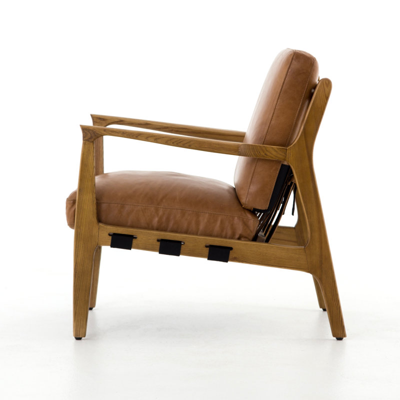 Silas Armchair, Brown Genuine Leather, Brown