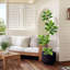 Figuier artificiel à feuilles de figuier avec jardinière sphérique décorative pour l'intérieur et l'extérieur