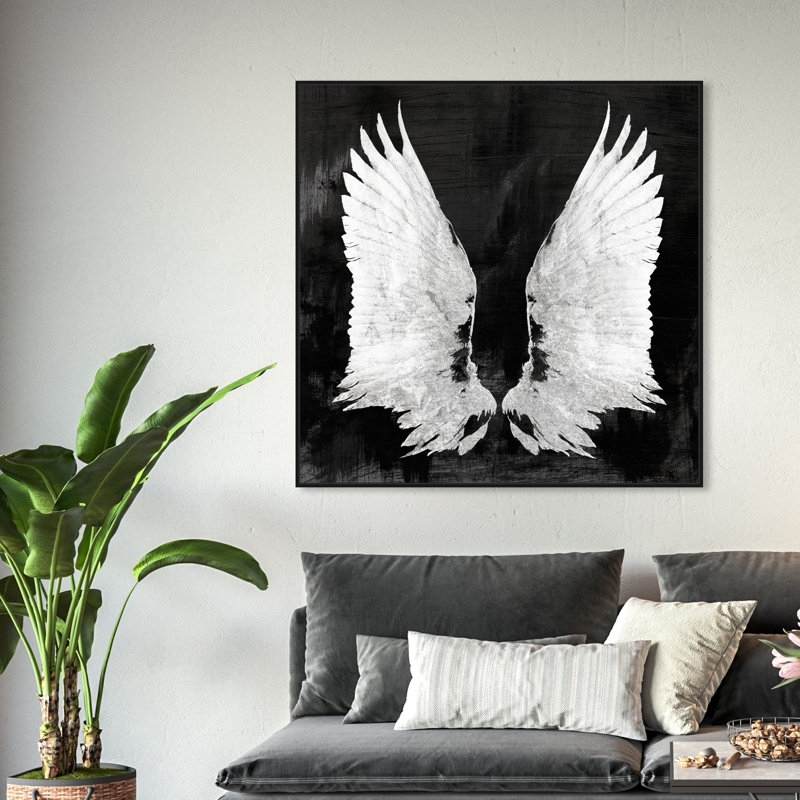 " My Night Wings " Painting Print, 40" H x 40" W x 2" D, Black