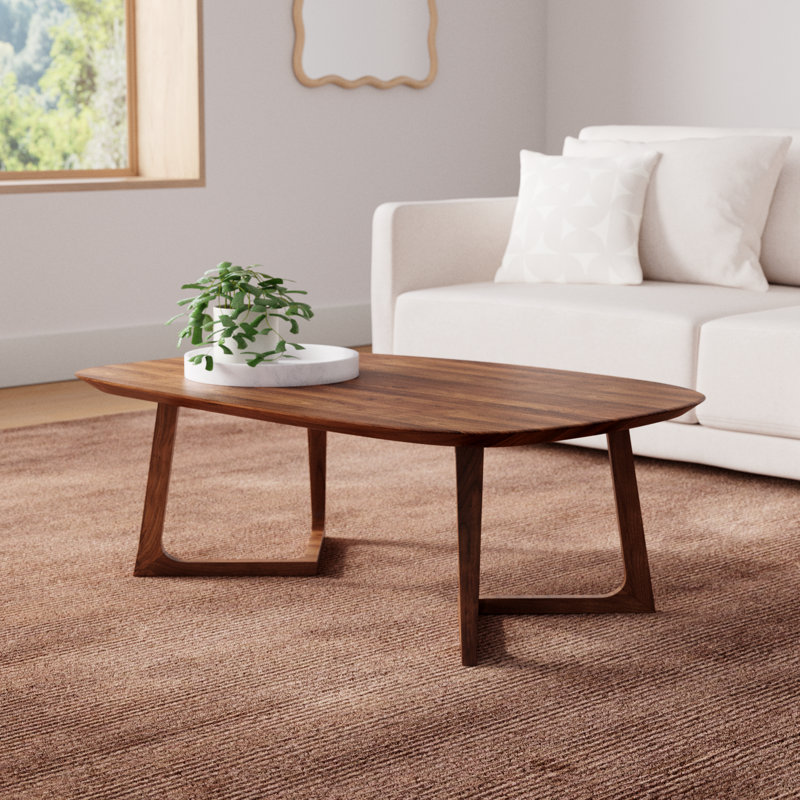 Fischer Solid Wood Coffee Table, 14.75" H x 42" L x 27.5" W, Walnut