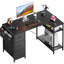 L-Shaped Computer Desk with Storage Bag & 3 Fabric Drawers, Modern Home Office Corner Desk with Storage Shelves, Space-Saving Workstation for Bedroom, Study & Small Spaces-1396402555-1396402559