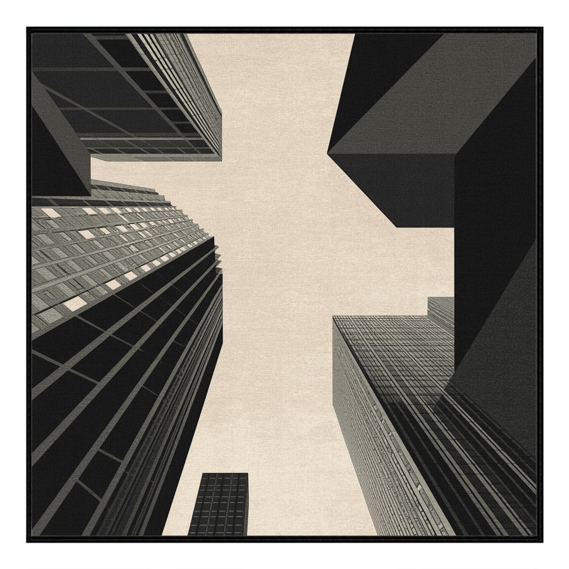 Machine Washable Pegah Modern & Contemporary Geometric Rug in Gray – Black Binding, 4' Square