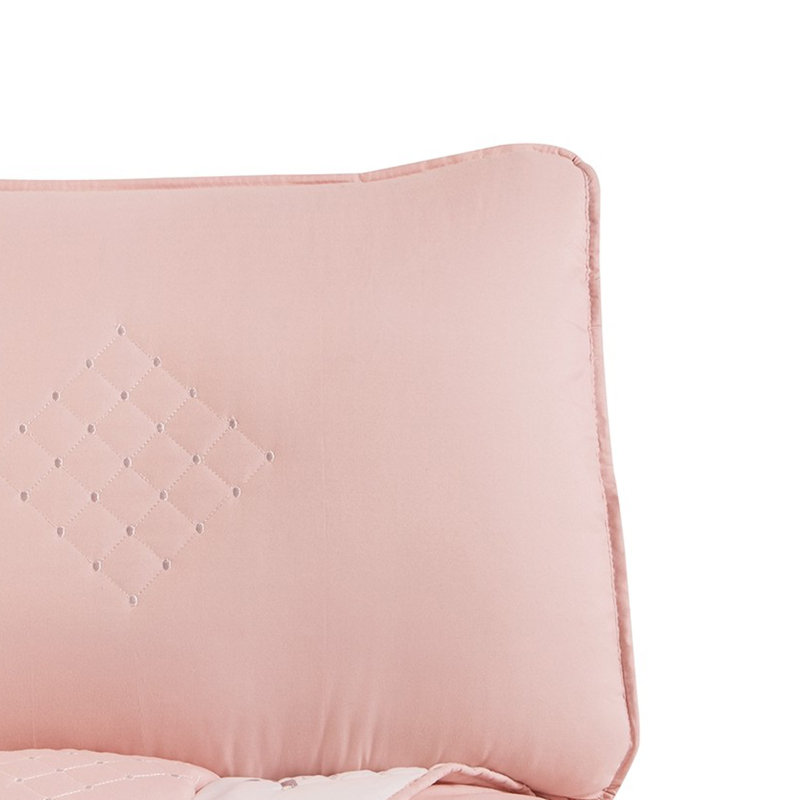 Lexann Pink and White Microfiber Reversible Full Comforter Set