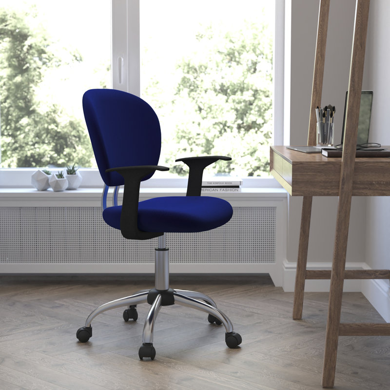 Chaise de bureau pivotante rembourrée à dossier moyen en maillage Wayfair Basics®, Vert, Fixe