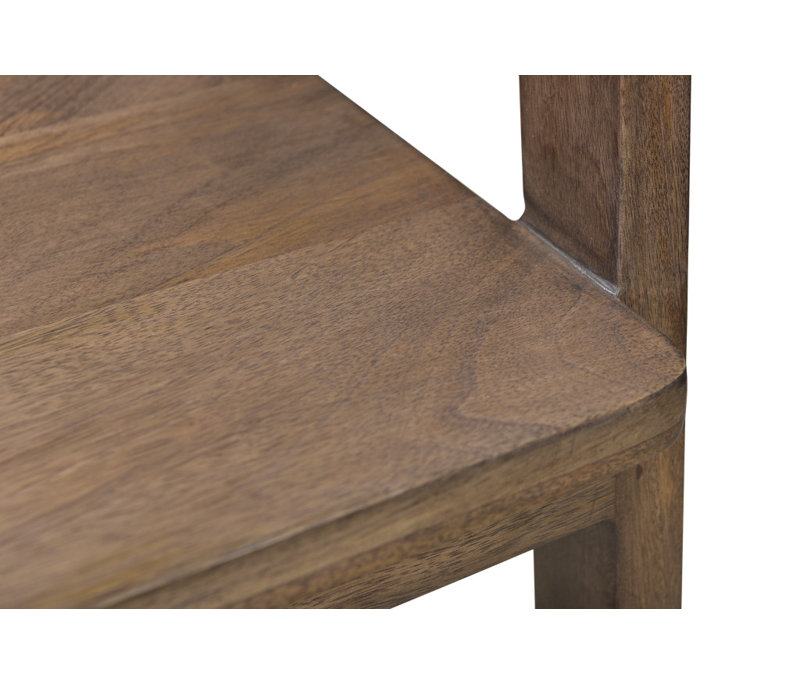 Chaise de salle à manger à dossier ouvert en bois massif brun foncé, Brun